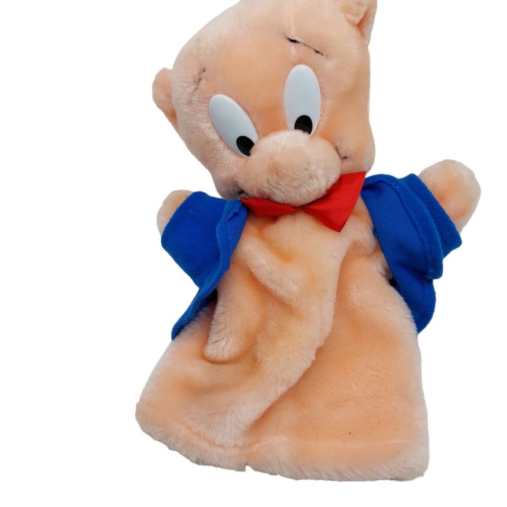 Porky Pig Plush Hand Puppet Vintage stuffed animal 10 inch